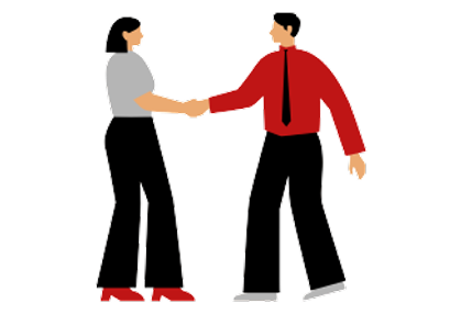 握手をしている男性と女性のイラスト